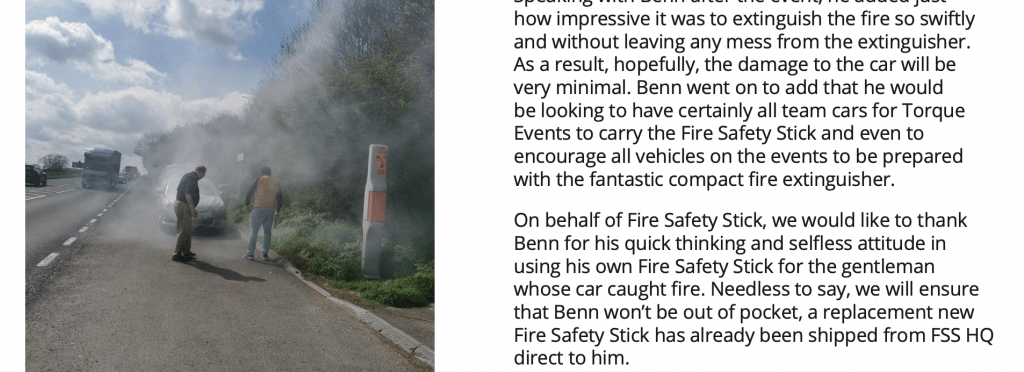 Benn Laider MBE, FIRE SAFETY STICK